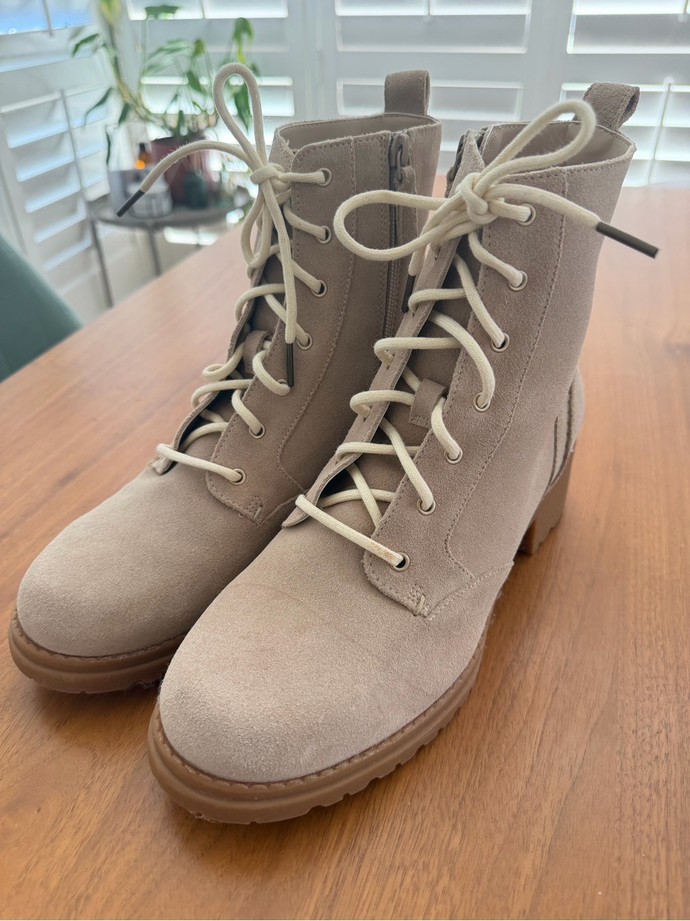Cole Haan Taupe Suede Lace-Up Ankle Boots